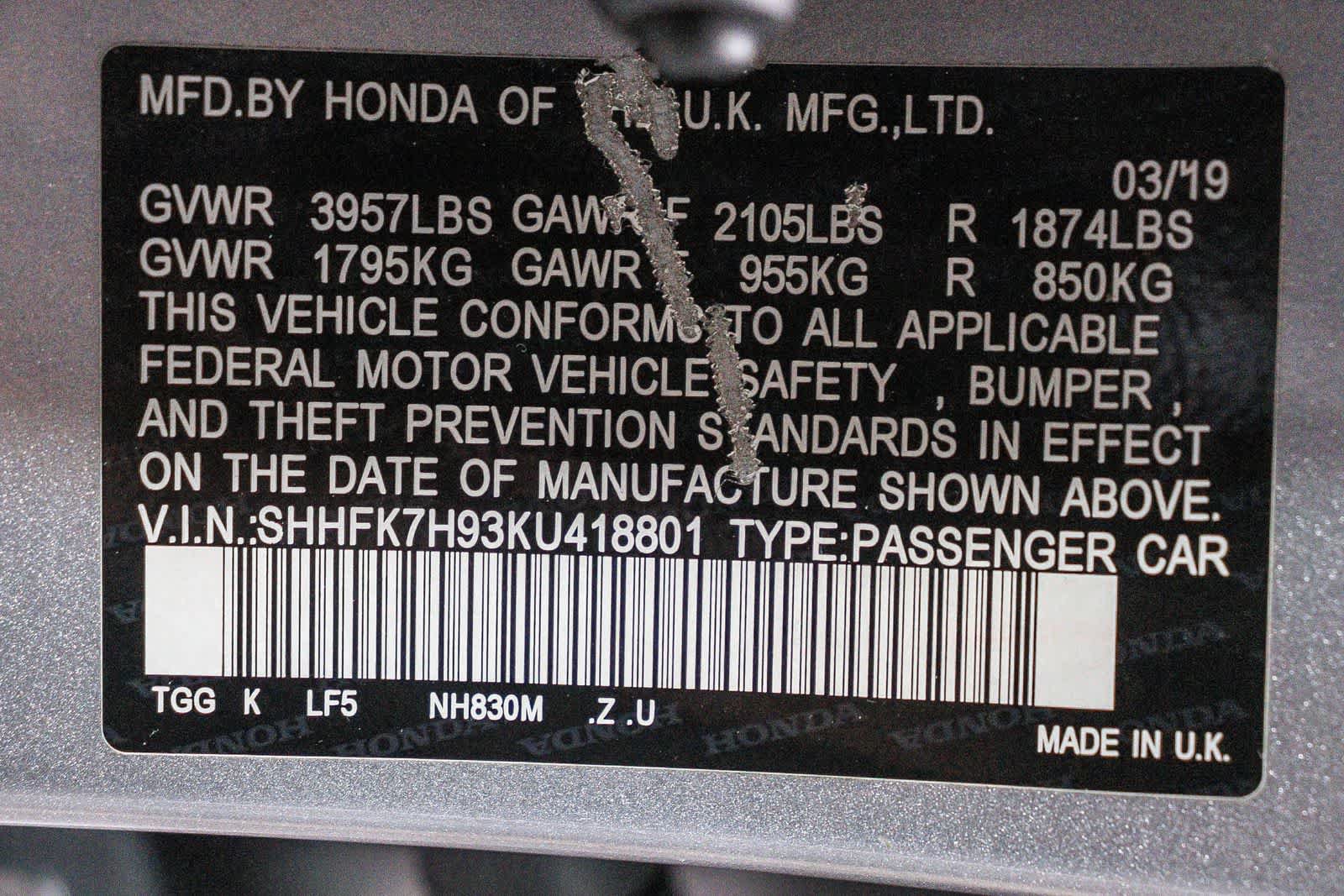 Used 2019 Honda Civic Sport Touring image 42