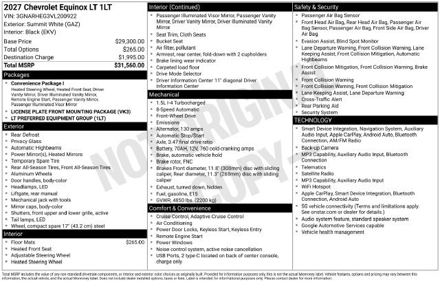 New 2027 Chevrolet Equinox LT FWD image 34
