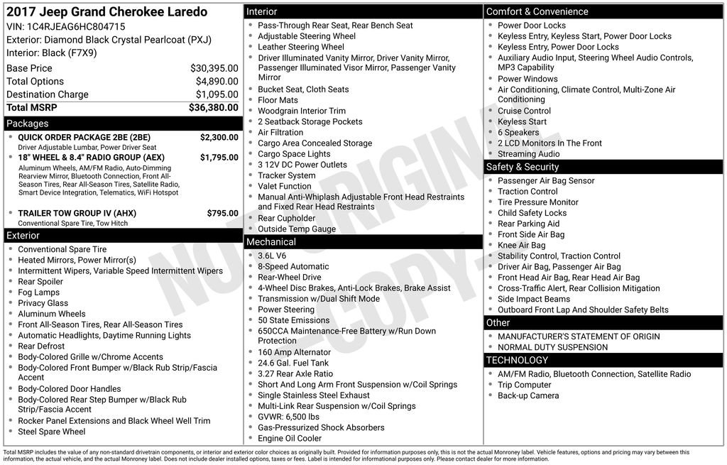 Used 2017 Jeep Grand Cherokee Laredo w/ Quick Order Package 2BE RWD image 41