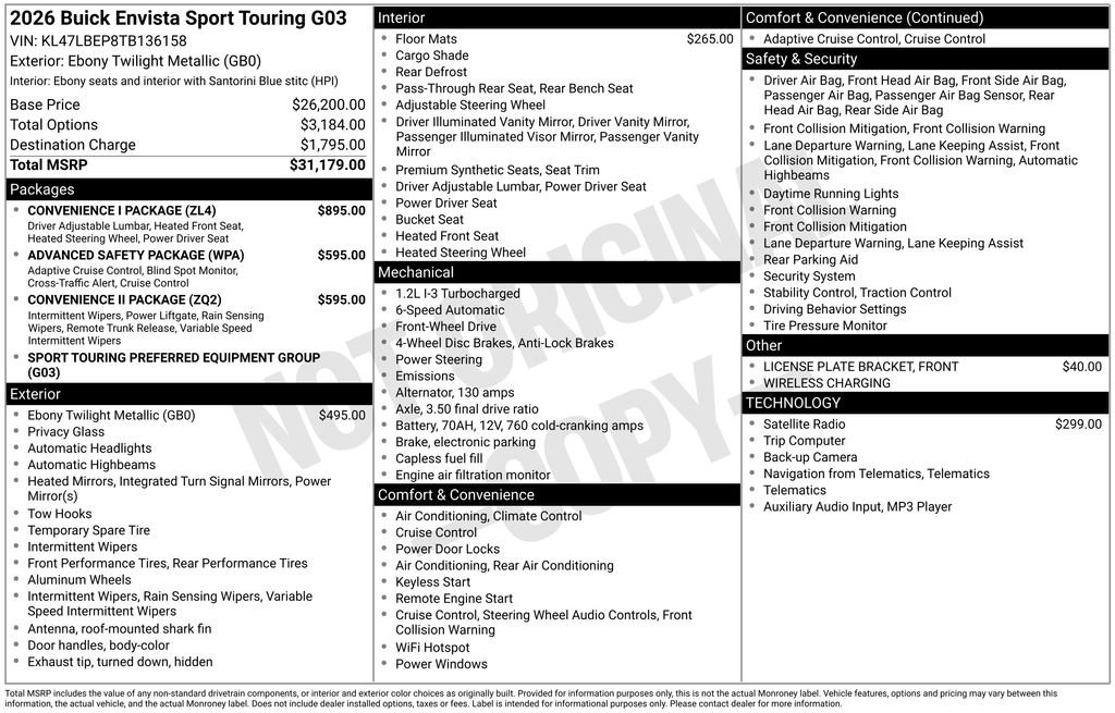 New 2026 Buick Envista Sport Touring w/ Convenience I Package FWD image 6