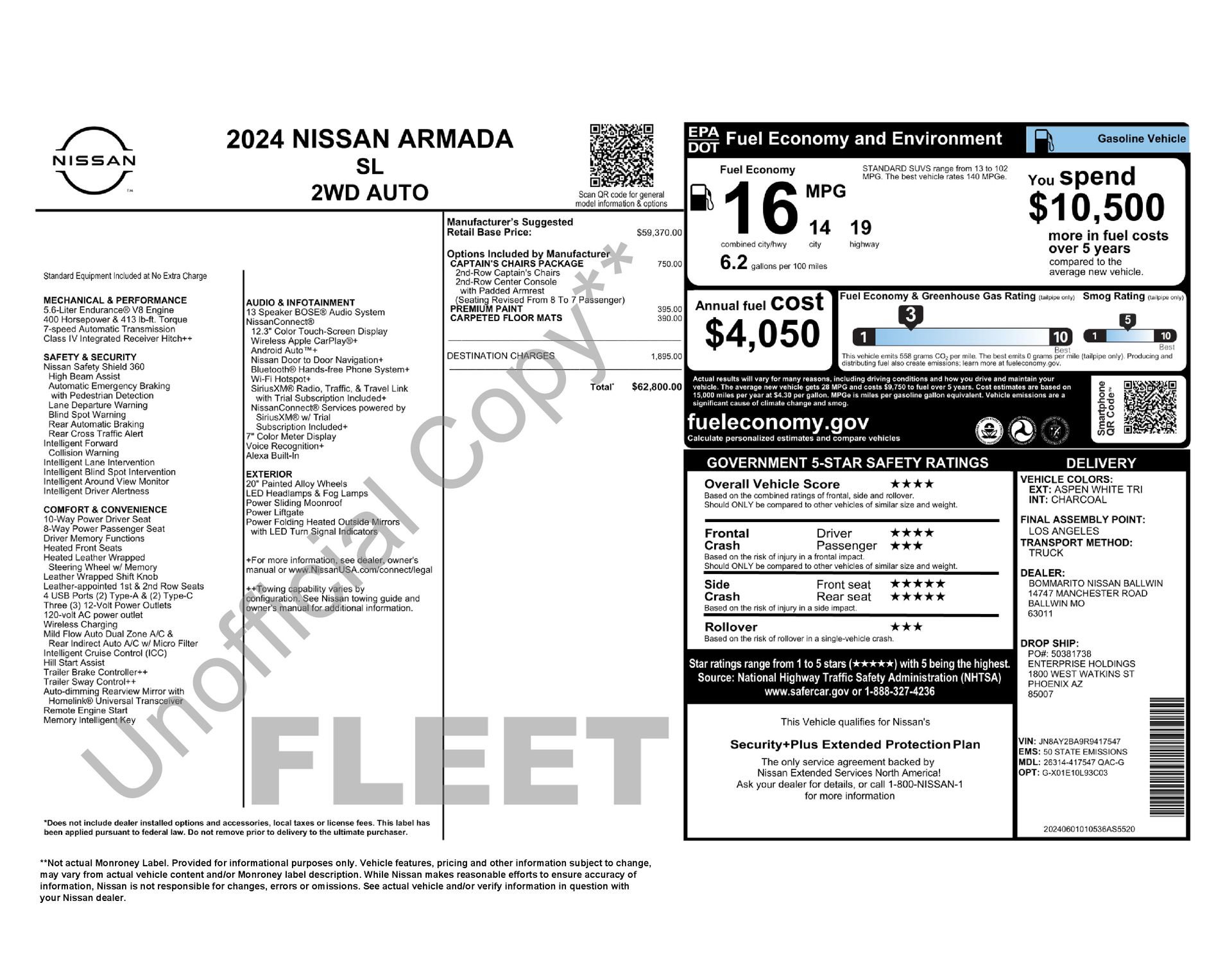 Used 2024 Nissan Armada SL w/ Captain's Chairs Package RWD image 53