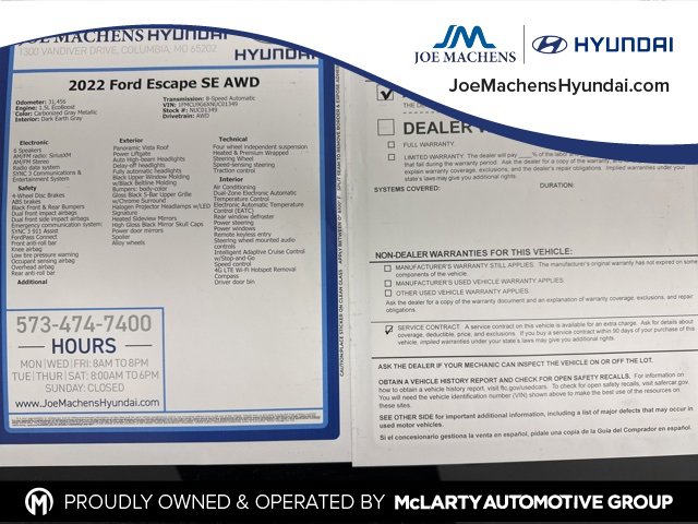 Used 2022 Ford Escape SE w/ SE Sport Appearance Package image 35