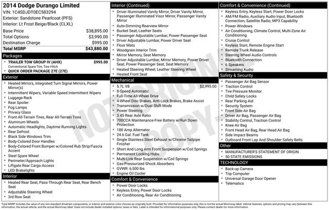 Used 2014 Dodge Durango Limited w/ Trailer Tow Group IV AWD/4WD image 17