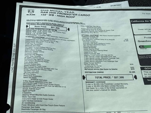 New 2026 RAM ProMaster 2500 w/ Cold Weather Group image 14