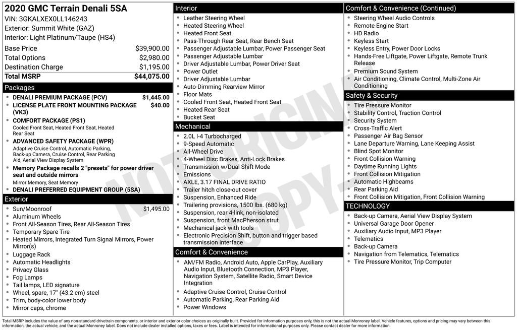 Certified 2020 GMC Terrain Denali w/ Denali Premium Package image 4