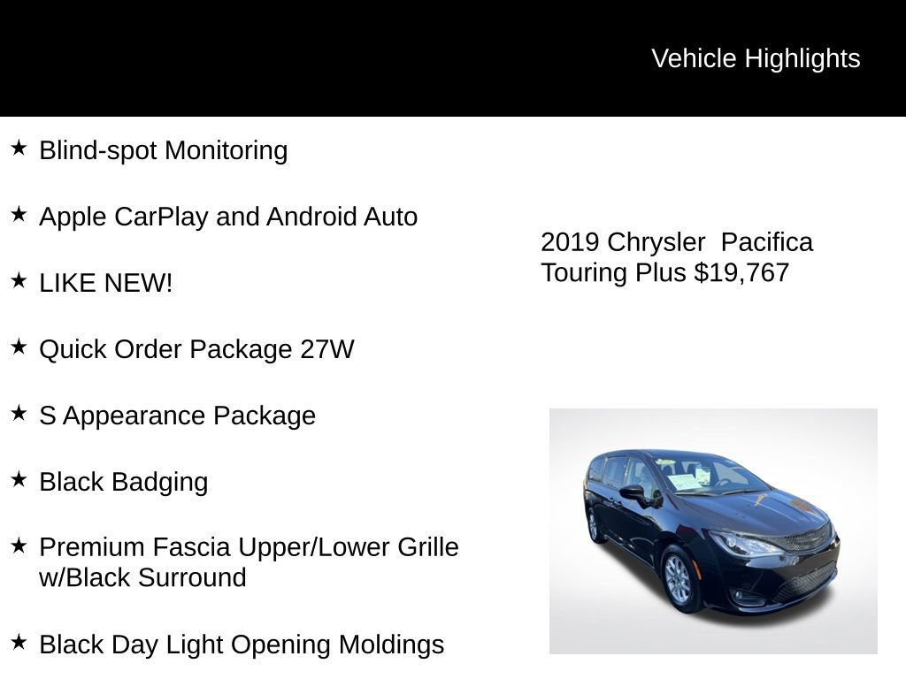 Used 2019 Chrysler Pacifica Touring Plus w/ S Appearance Package image 4