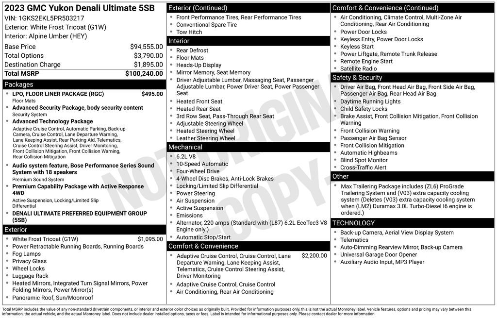 Certified 2023 GMC Yukon Denali Ultimate w/ LPO, Floor Liner Package image 13