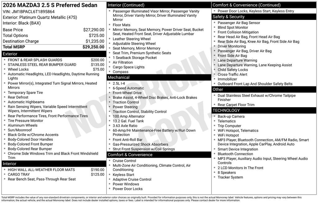 New 2026 MAZDA MAZDA3 2.5 S Sedan w/ Preferred Pkg FWD image 3
