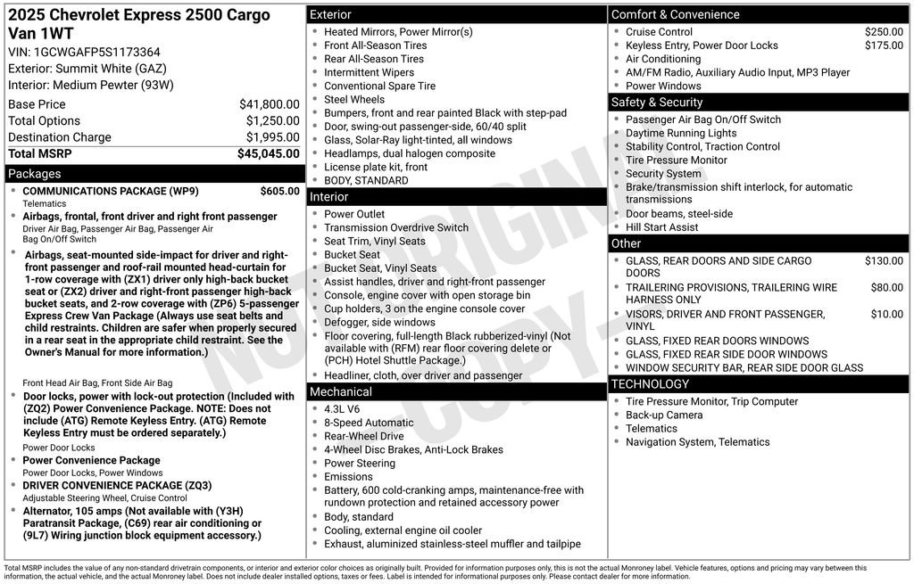 New 2025 Chevrolet Express 2500 w/ Communications Package image 32