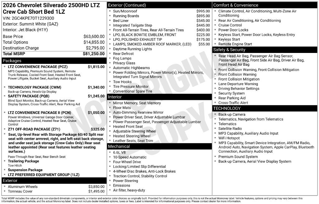 New 2026 Chevrolet Silverado 2500 LTZ w/ LTZ Convenience Package AWD/4WD image 5