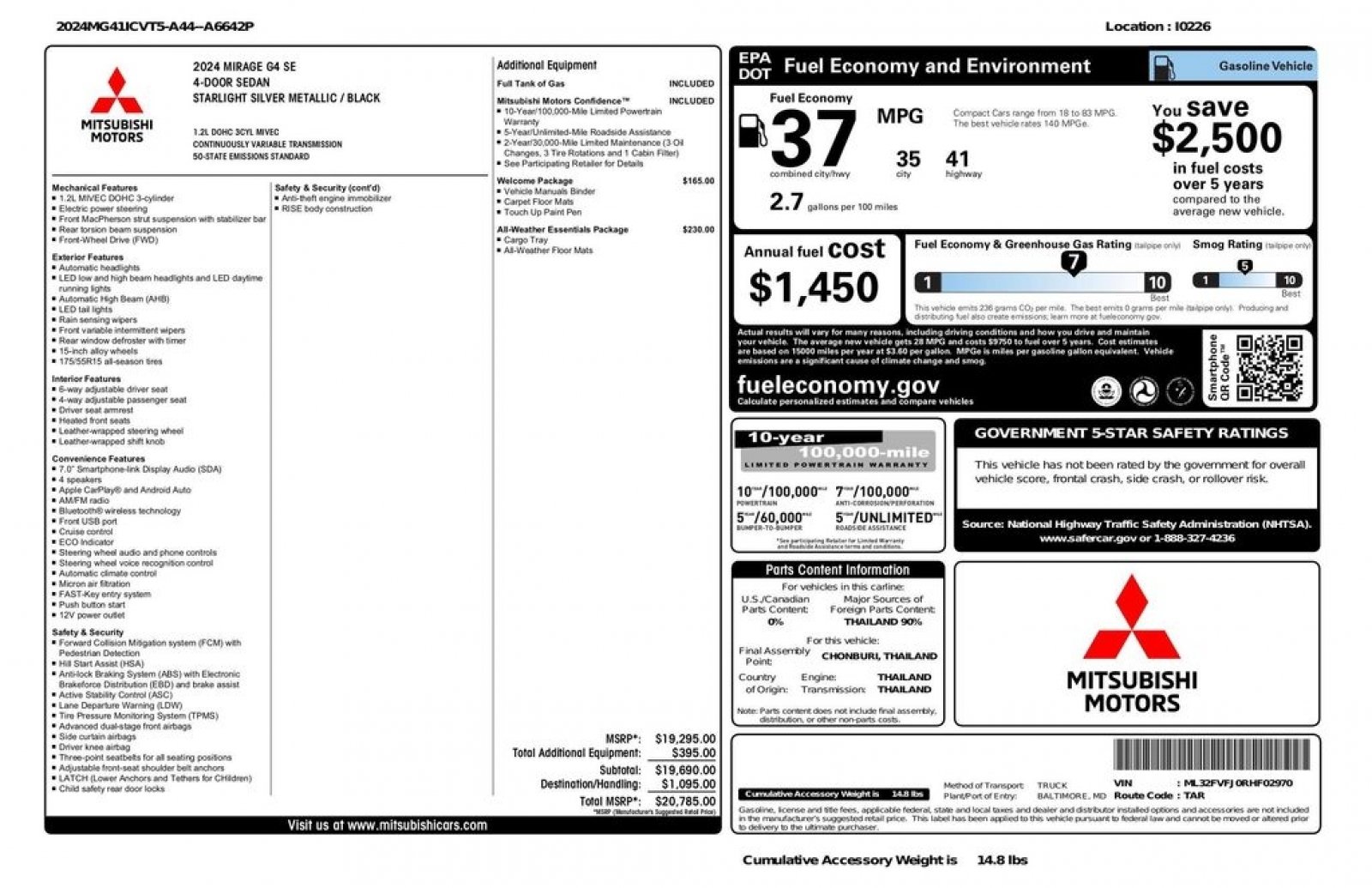 Used 2024 Mitsubishi Mirage G4 SE FWD image 28