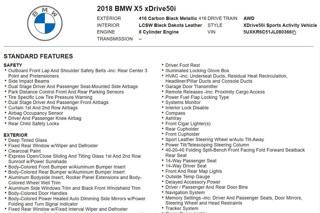 Used 2018 BMW X5 xDrive50i w/ M Sport Package AWD/4WD image 17