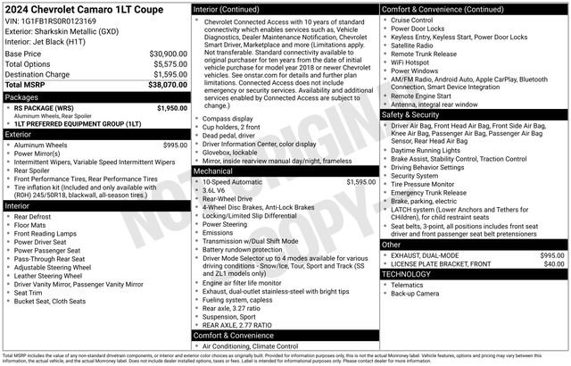 Certified 2024 Chevrolet Camaro LT w/ RS Package image 25