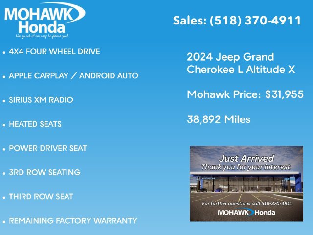 Used 2024 Jeep Grand Cherokee L Altitude AWD/4WD image 3