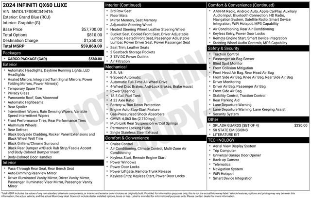 Used 2024 INFINITI QX60 Luxe w/ Cargo Package image 5