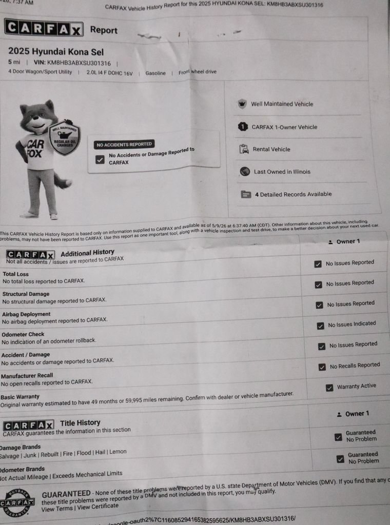 Certified 2025 Hyundai Kona SEL FWD image 4