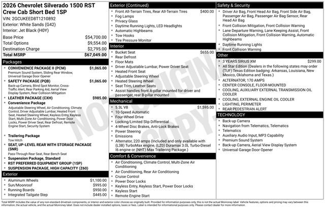 New 2026 Chevrolet Silverado 1500 RST w/ Safety Package AWD/4WD image 4