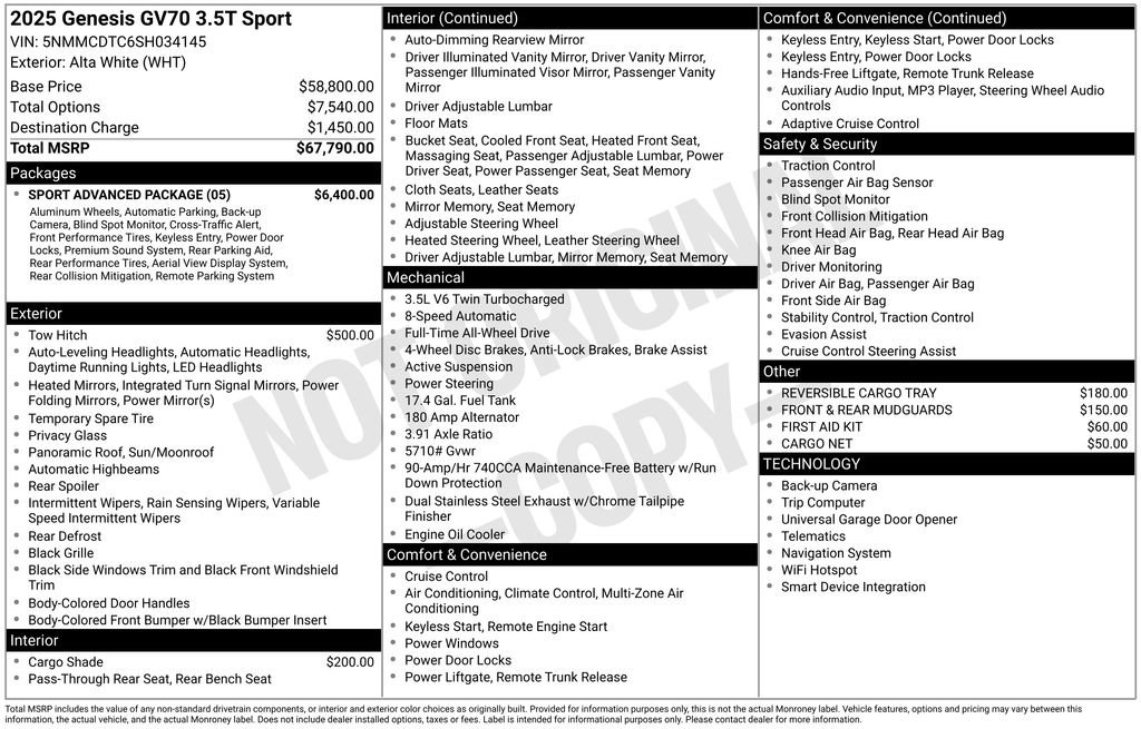 Used 2025 Genesis GV70 3.5T Sport w/ Sport Advanced Package image 6