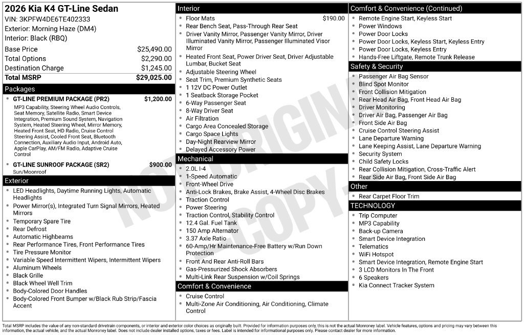 New 2026 Kia K4 EX w/ GT-Line Premium Package FWD image 11