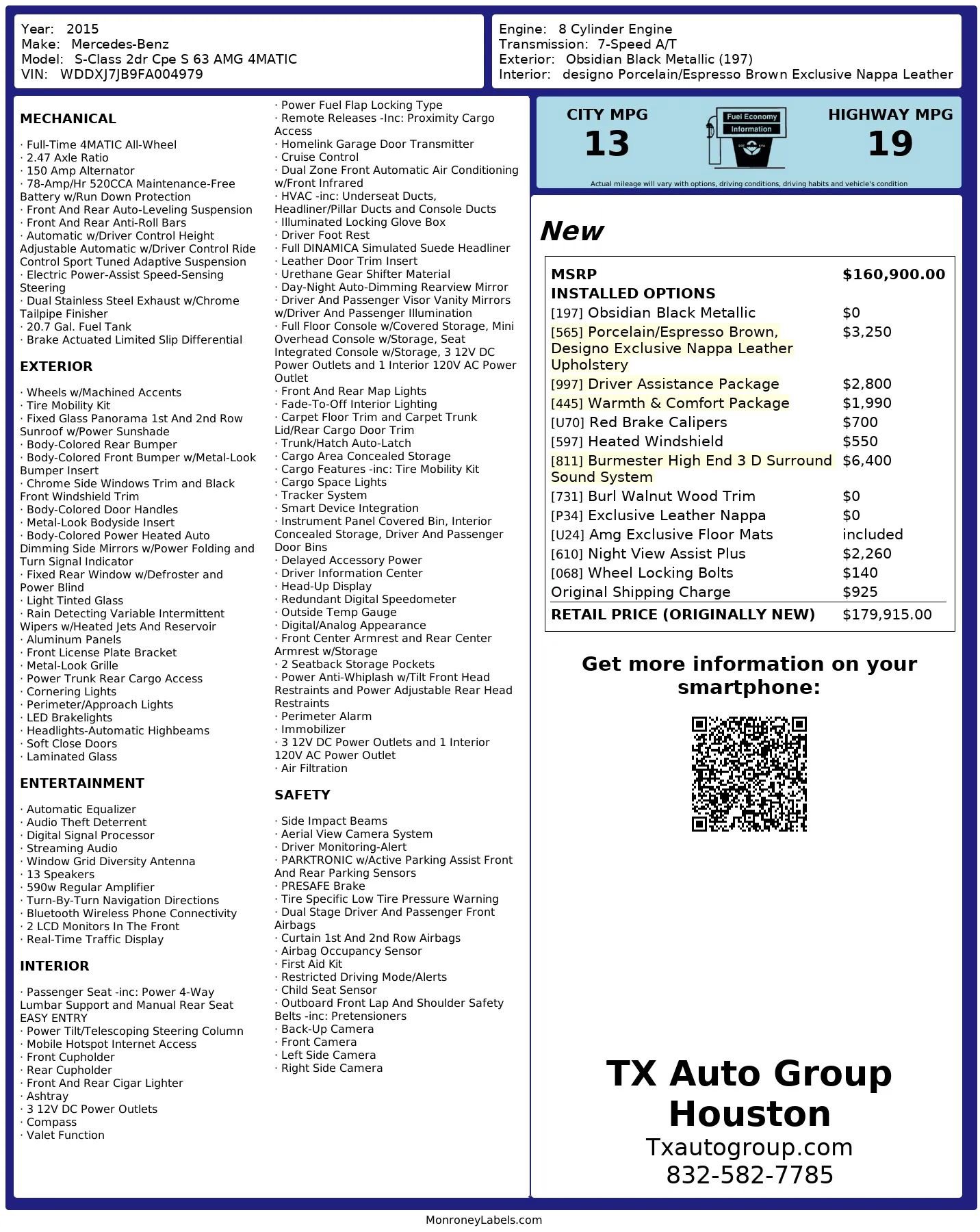 Used 2015 Mercedes-Benz S 63 AMG 4MATIC Coupe image 3