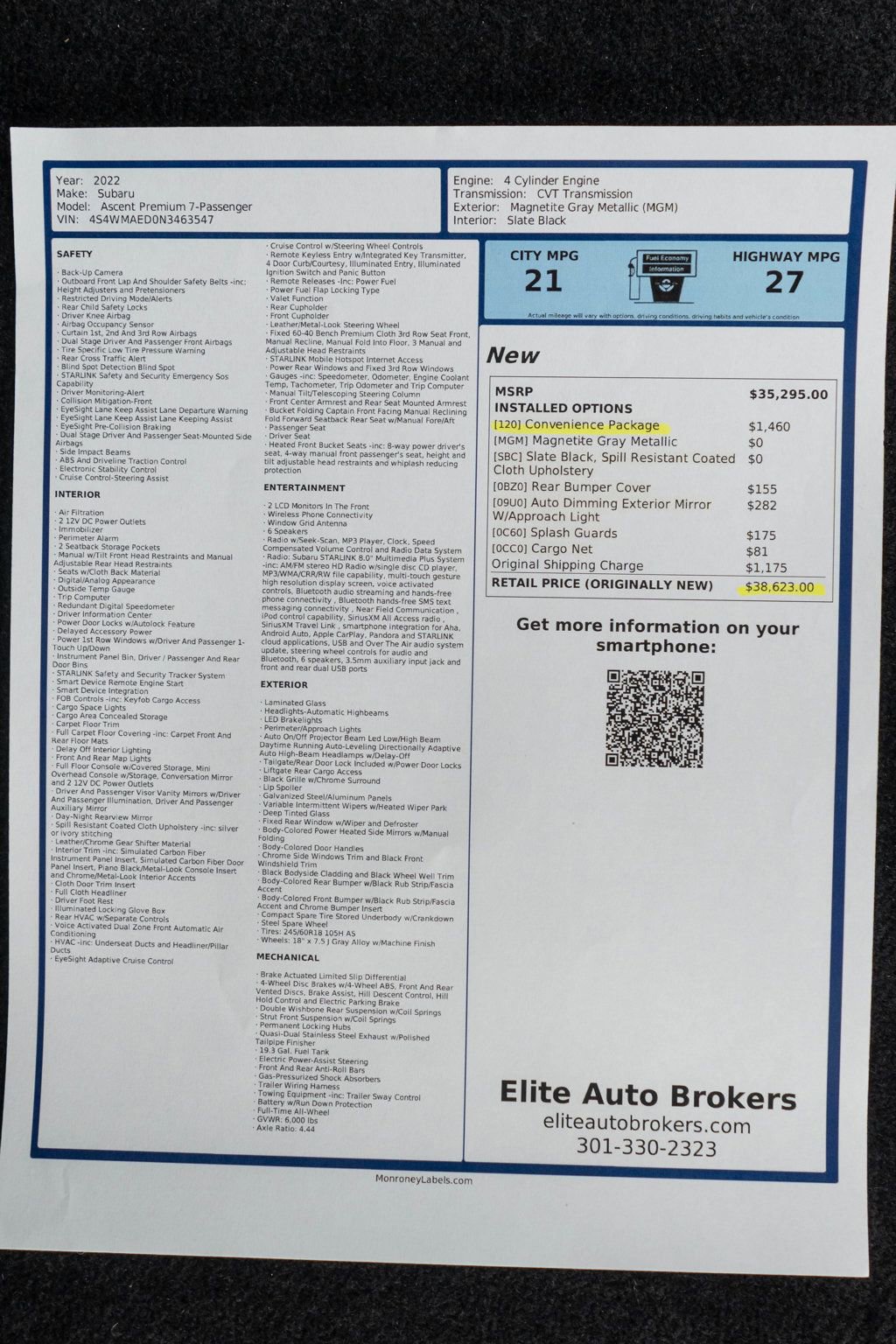 Used 2022 Subaru Ascent Premium w/ Convenience Package AWD/4WD image 45