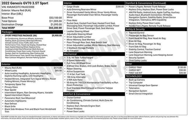 Used 2022 Genesis GV70 3.5T Sport w/ Sport Prestige Package image 11