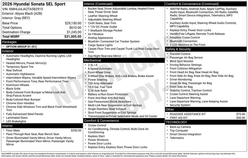New 2026 Hyundai Sonata SEL FWD image 5