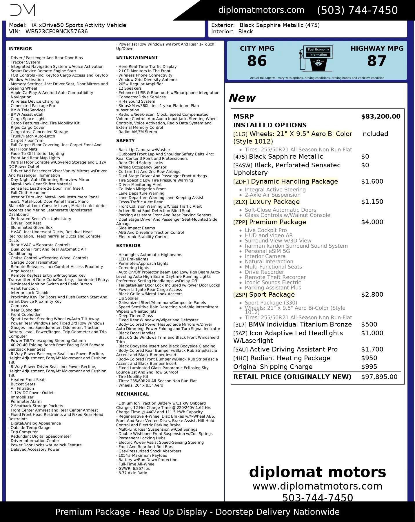 Used 2022 BMW iX xDrive50 w/ Premium Package image 2