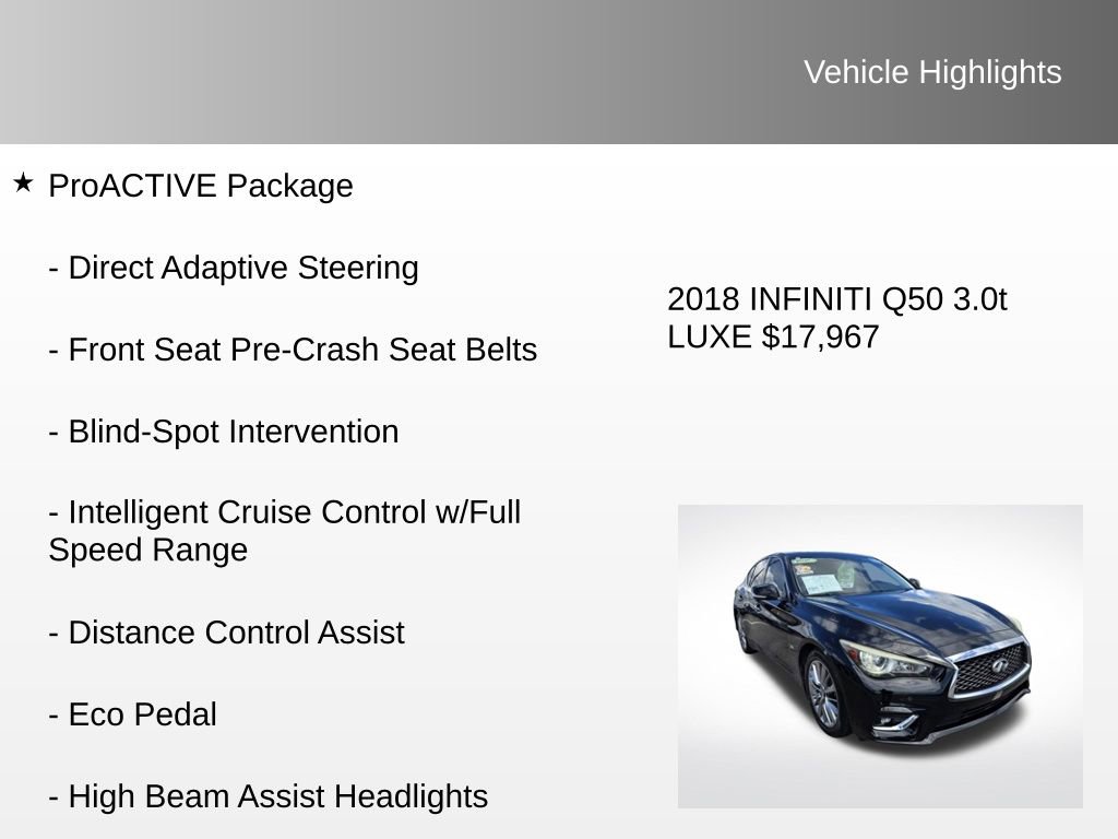 Used 2018 INFINITI Q50 Luxe w/ Sensory Package (Luxe) image 16