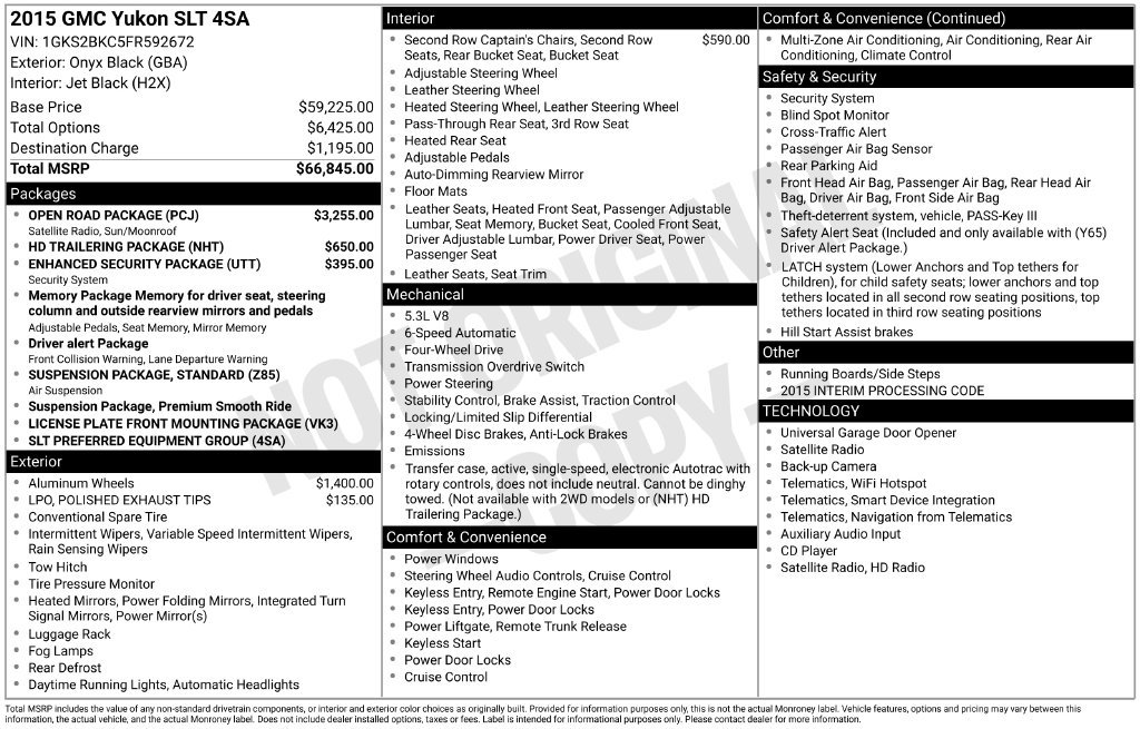 Used 2015 GMC Yukon SLT w/ Open Road Package AWD/4WD image 34