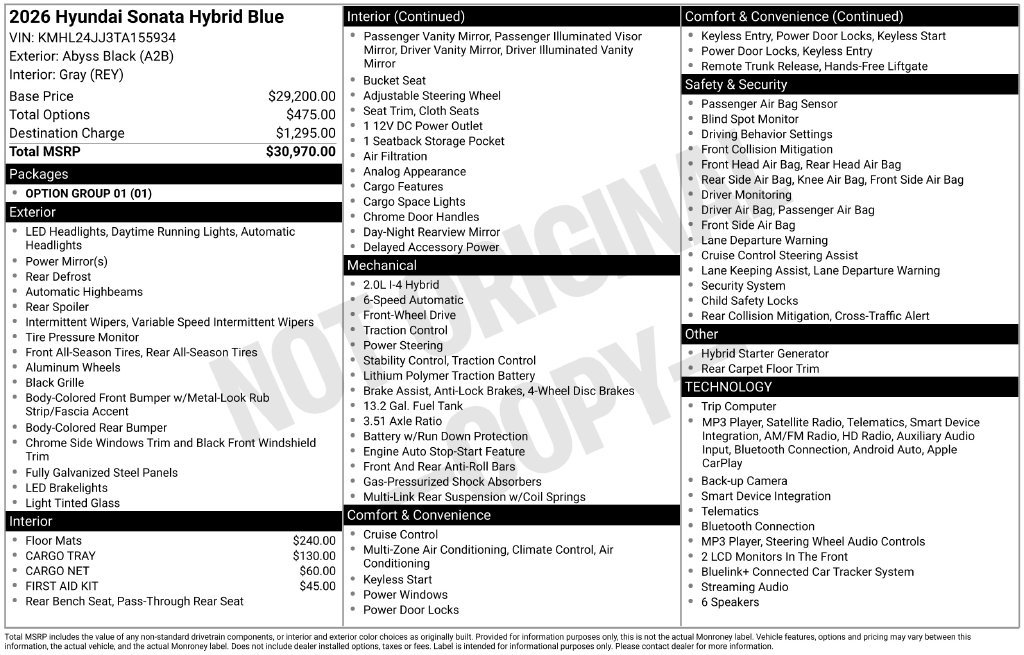New 2026 Hyundai Sonata Blue FWD image 13