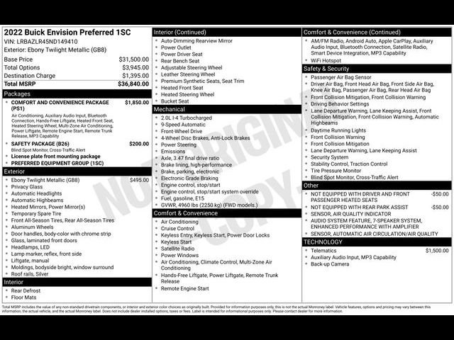 Used 2022 Buick Envision Preferred image 25