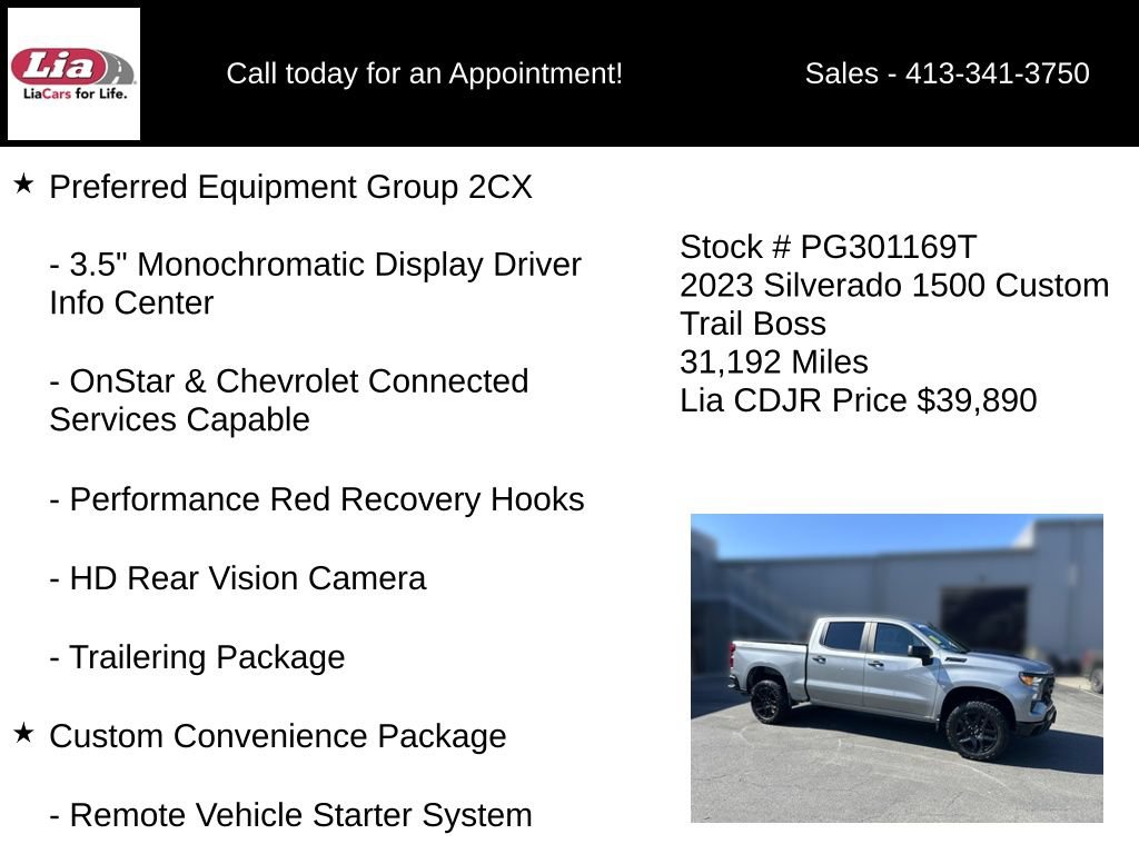 Used 2023 Chevrolet Silverado 1500 Custom Trail Boss w/ LPO, Dark Essentials Package AWD/4WD image 21