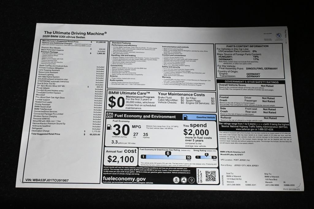 Used 2026 BMW 530i xDrive w/ Premium Package image 38