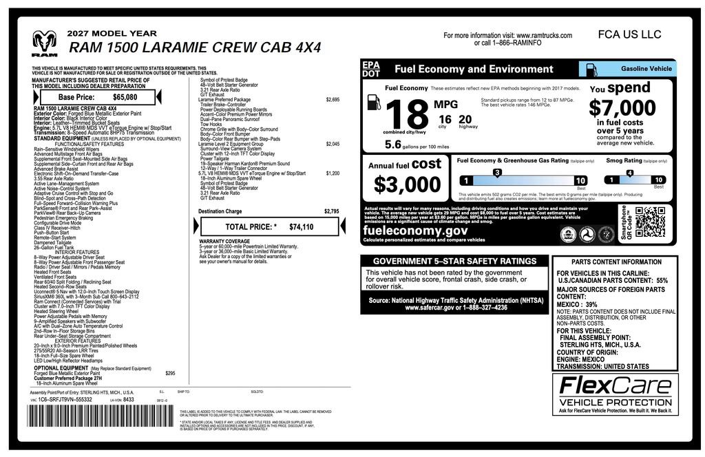 New 2027 RAM 1500 Laramie w/ Laramie Preferred Package AWD/4WD image 2