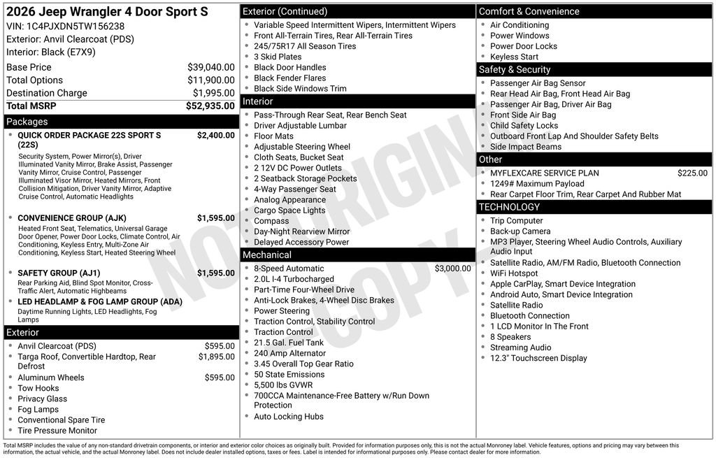 Used 2026 Jeep Wrangler Unlimited Sport AWD/4WD image 6