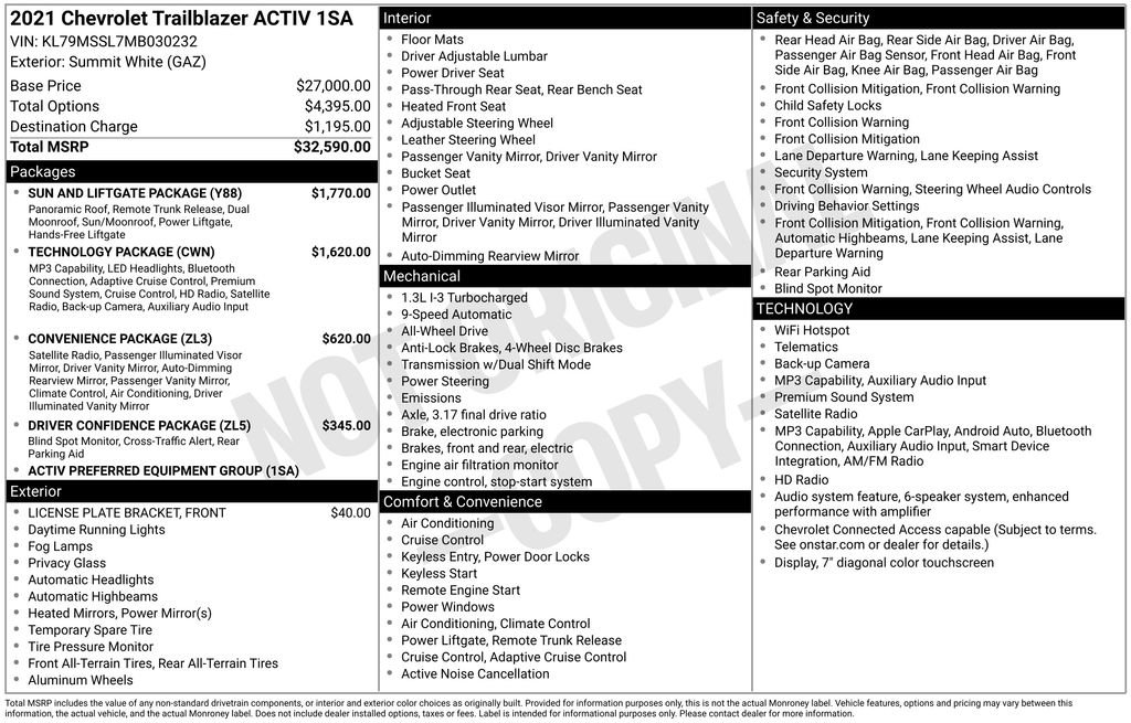 Certified 2021 Chevrolet TrailBlazer ACTIV w/ Sun and Liftgate Package AWD/4WD image 11