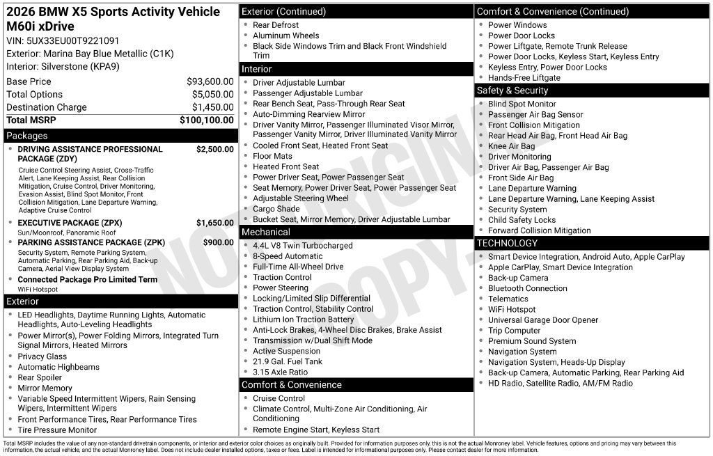 Certified 2026 BMW X5 M60i AWD/4WD image 2