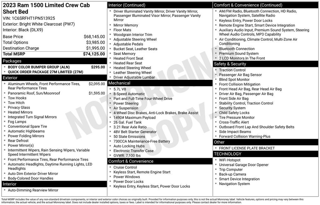 Used 2023 RAM 1500 Limited w/ Body Color Bumper Group AWD/4WD image 39