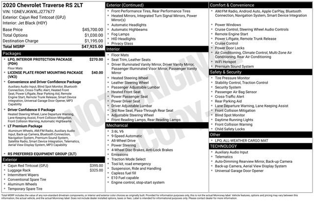 Used 2020 Chevrolet Traverse RS image 6