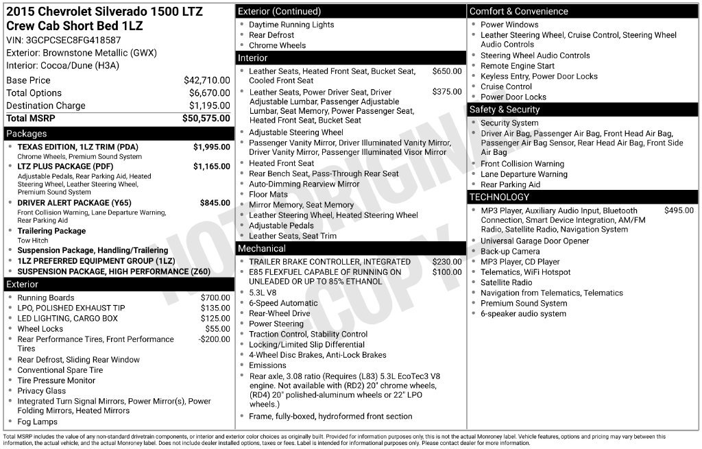 Used 2015 Chevrolet Silverado 1500 LTZ w/ Texas Edition, 1LZ Trim RWD image 6