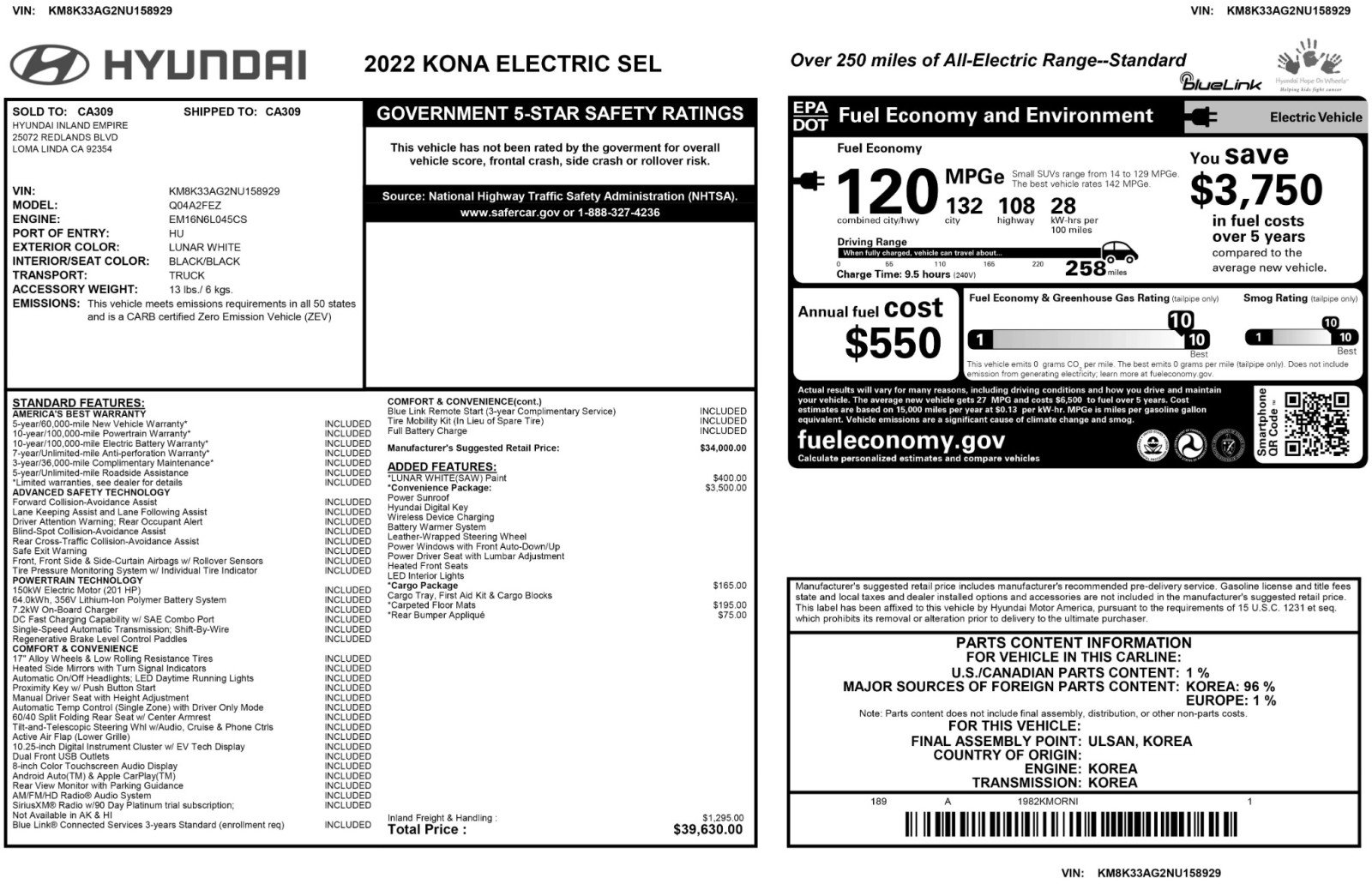 Used 2022 Hyundai Kona SEL w/ Convenience Package FWD image 50