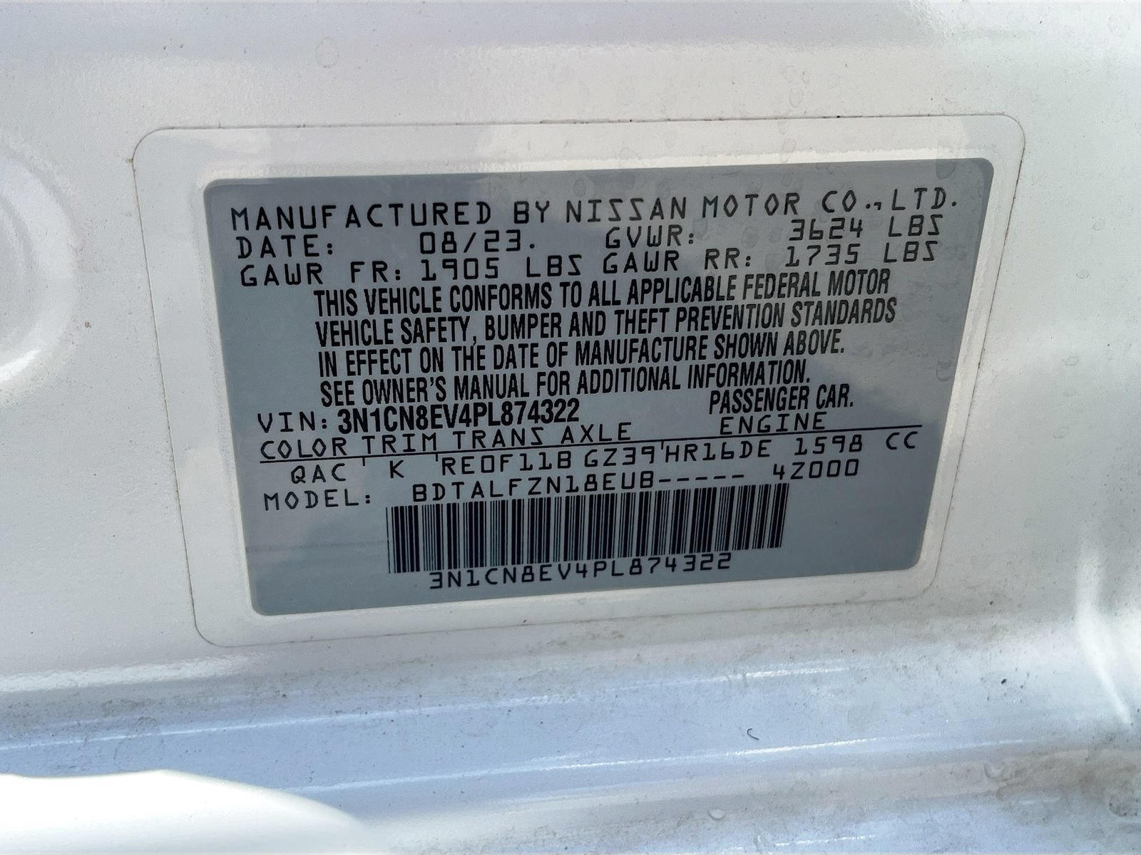 Used 2023 Nissan Versa SV w/ Trunk Package FWD image 28