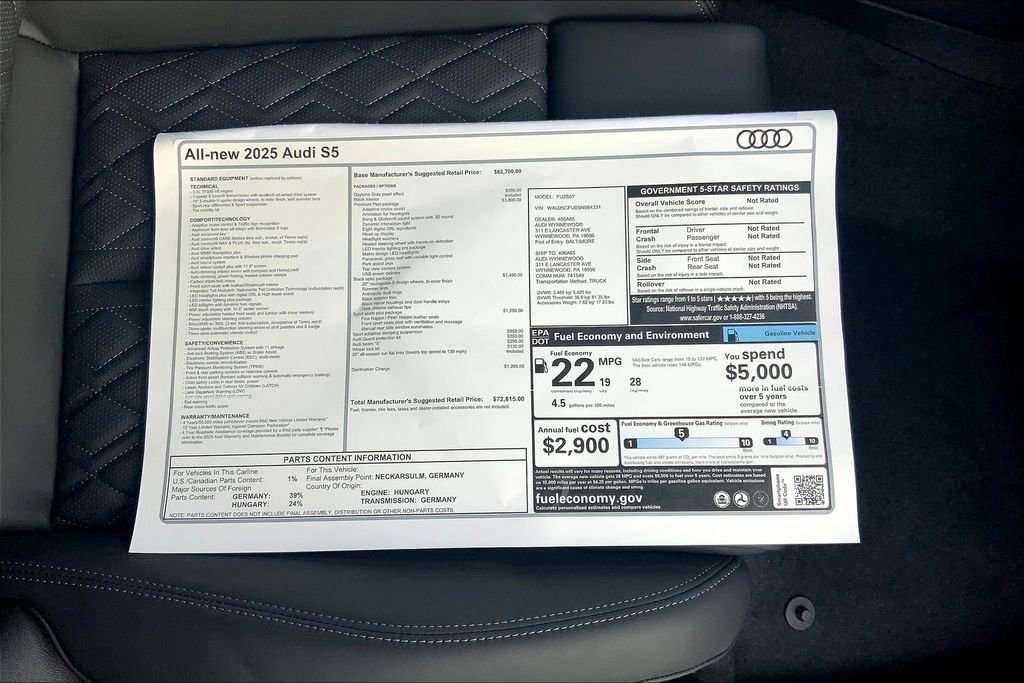 New 2025 Audi S5 Premium Plus image 18
