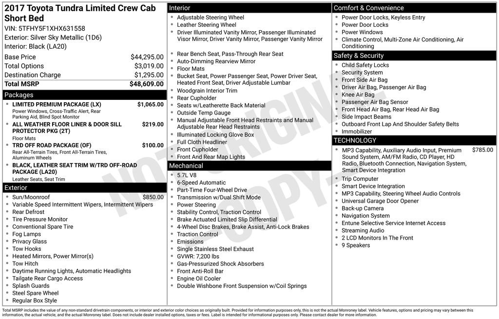 Used 2017 Toyota Tundra Limited w/ Limited Premium Package AWD/4WD image 2