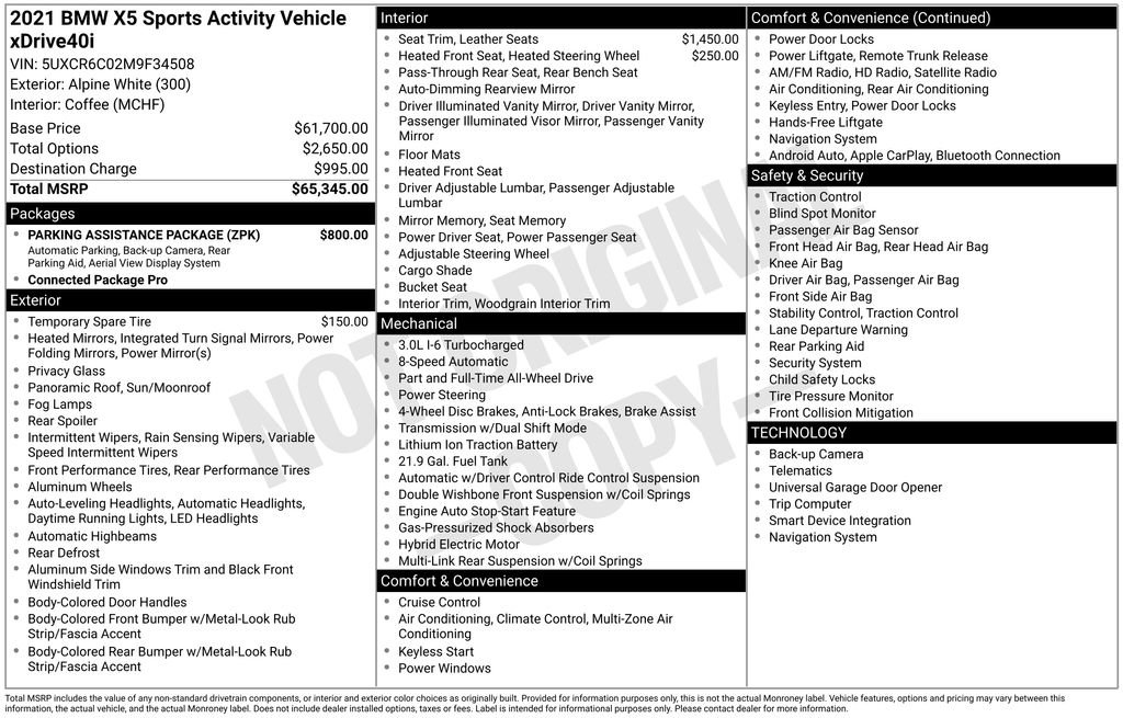 Used 2021 BMW X5 xDrive40i w/ Parking Assistance Package AWD/4WD image 47