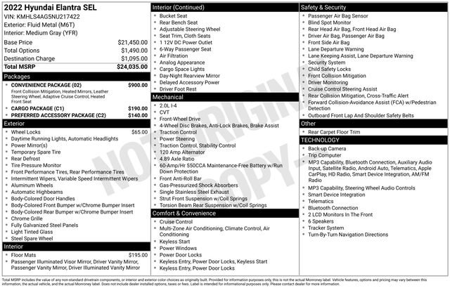 Used 2022 Hyundai Elantra SEL w/ Convenience Package FWD image 7