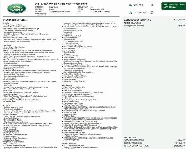 Used 2021 Land Rover Range Rover Westminster Edition image 35