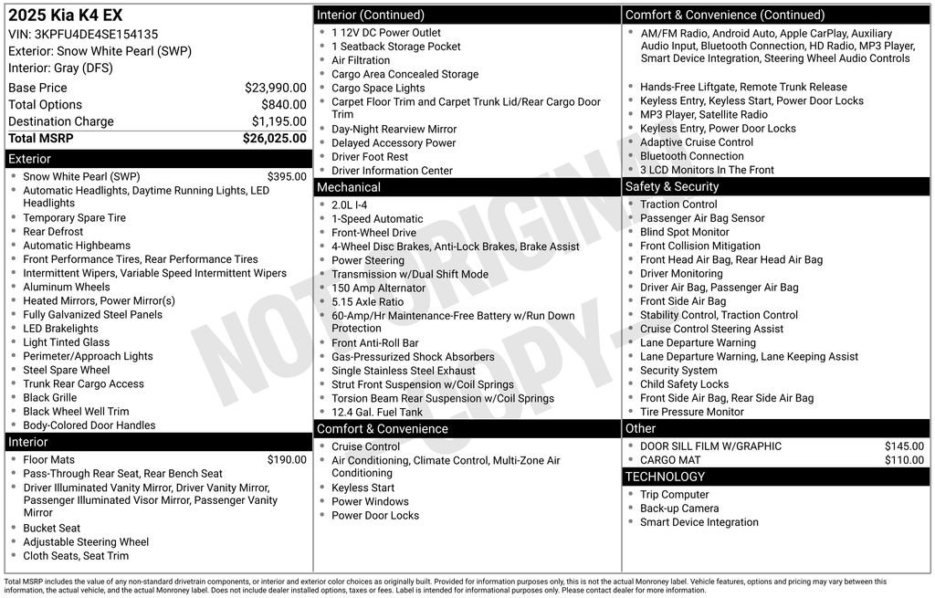 Used 2025 Kia K4 EX image 4