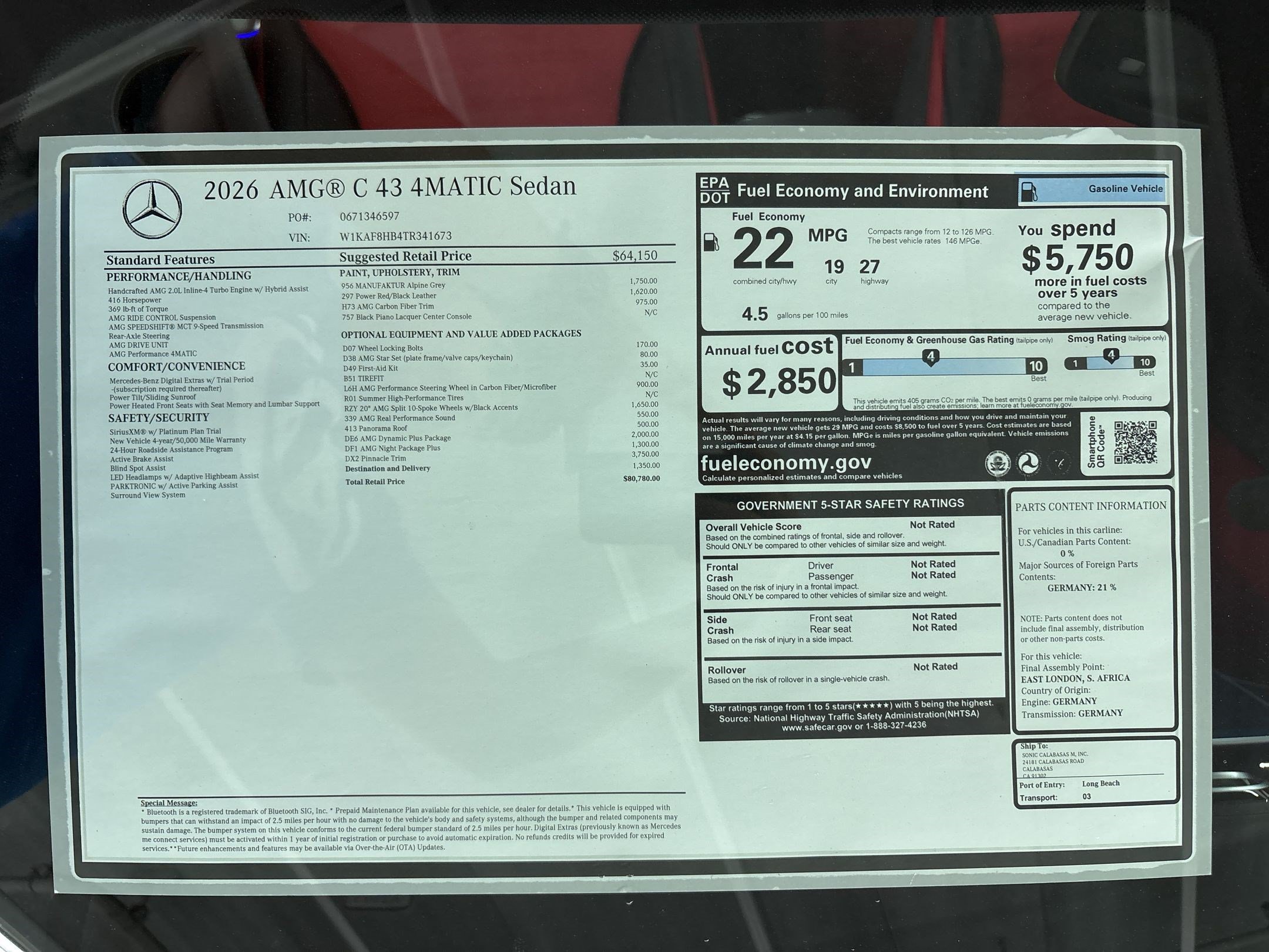 New 2026 Mercedes-Benz C 43 AMG 4MATIC Sedan image 31
